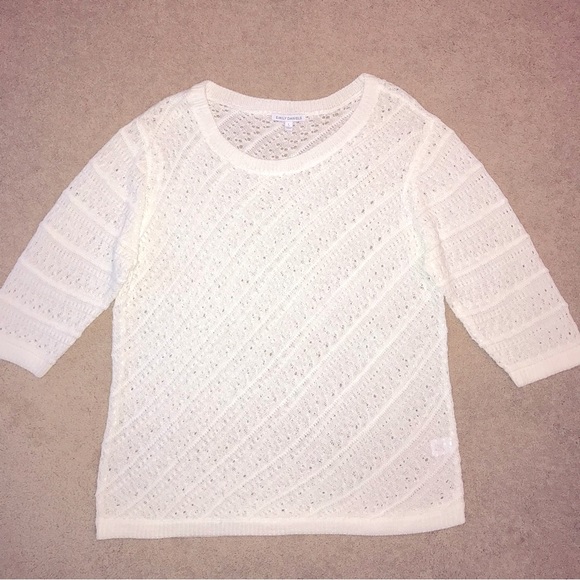 Emily Daniels White Knit Sweater Women Size Large Pullover Open Lightweight Knit - Picture 1 of 8